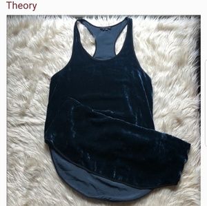 Theory - Blue Crushed Velvet Silk Racerback Dress